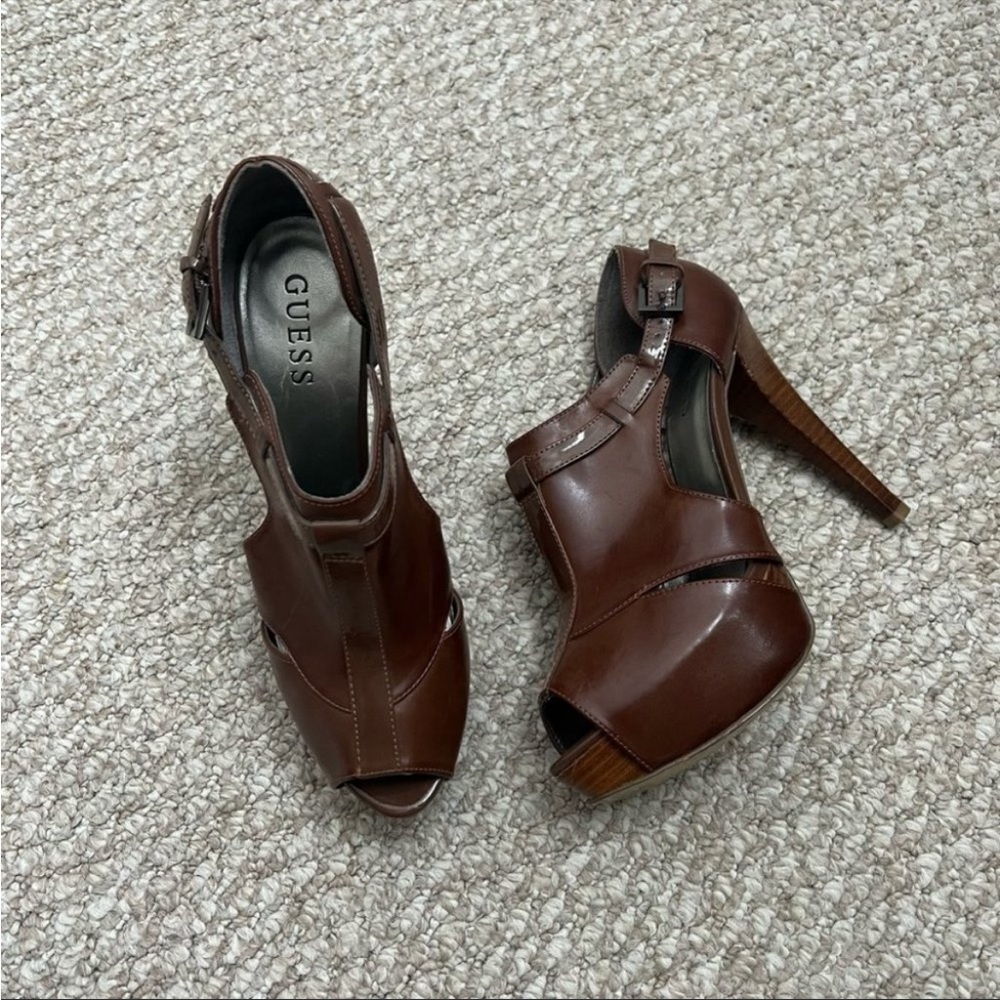 Guess Brown Size 8 Peeptoe Stilettos 2/$30 - Last chance - will be donated